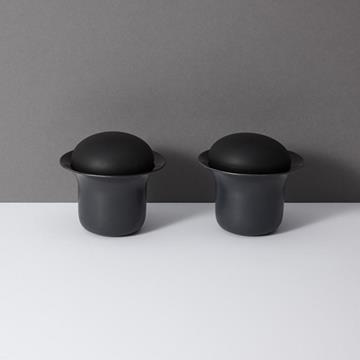 Stone tea cup set black  -  zens